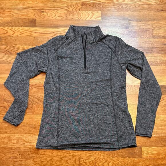 All in Motion Women Large Heathered Gray Long Sleeve Zip Mock Neck Workout Shirt - Picture 1 of 8